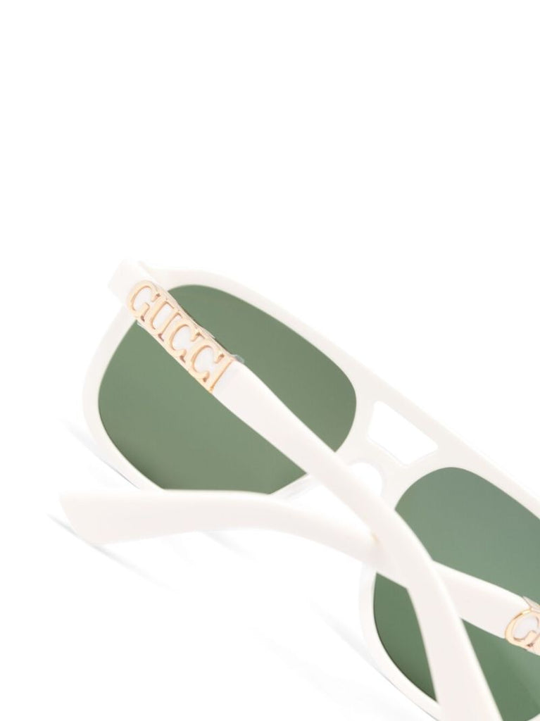 White Navigator Pilot-frame Sunglasses