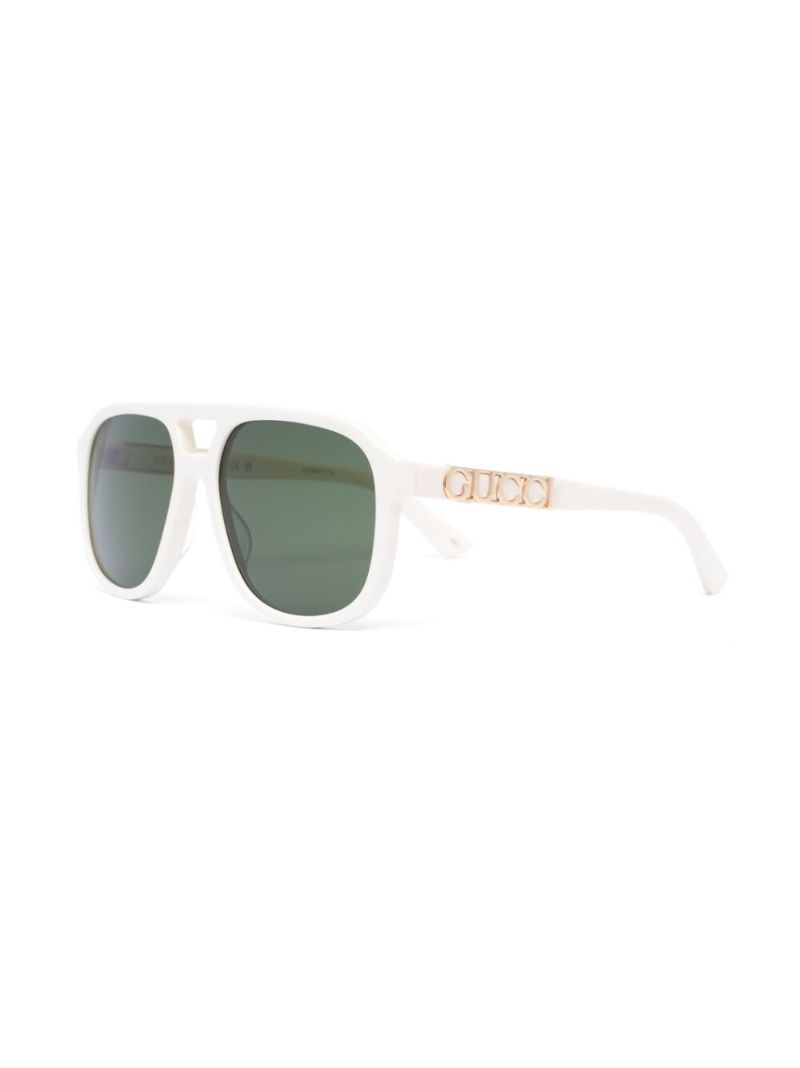White Navigator Pilot-frame Sunglasses