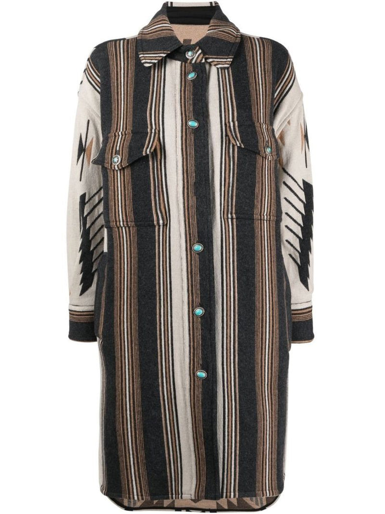 Neutral Leslie Striped Wool Jacket