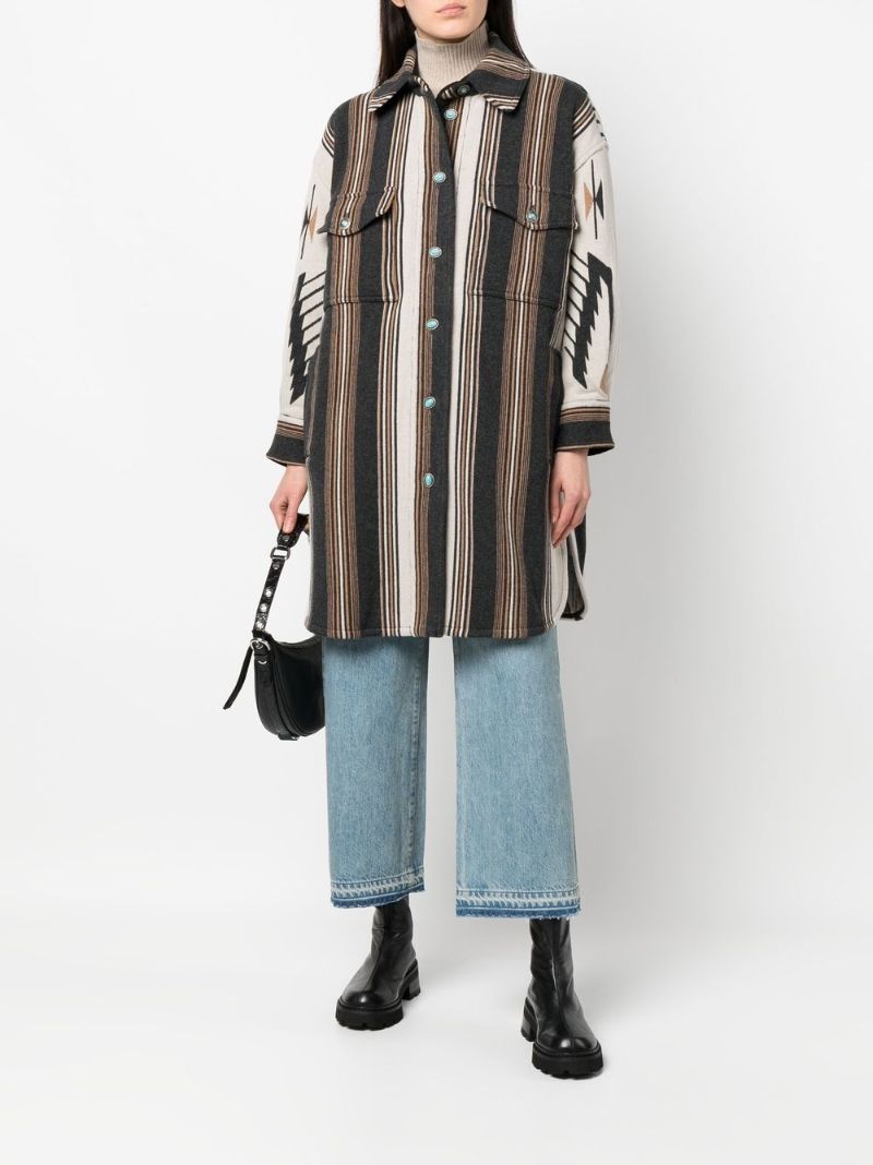 Neutral Leslie Striped Wool Jacket