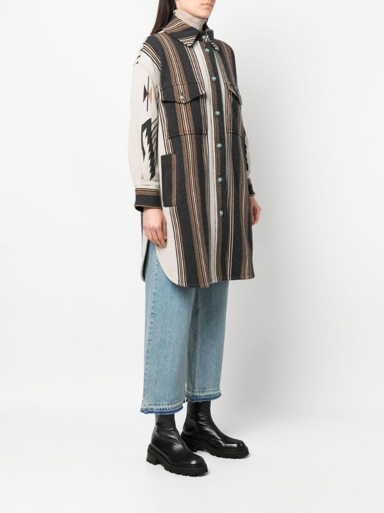 Neutral Leslie Striped Wool Jacket