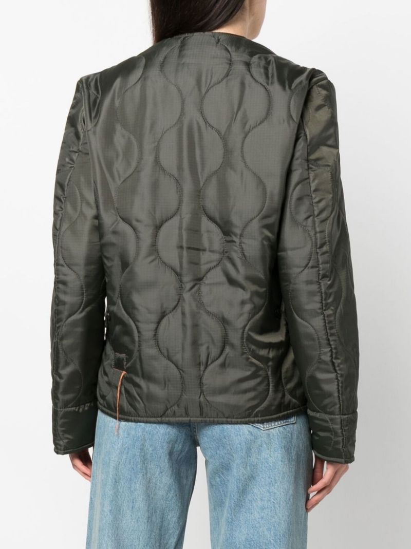 Green Tweed Pocket Quilted Jacket