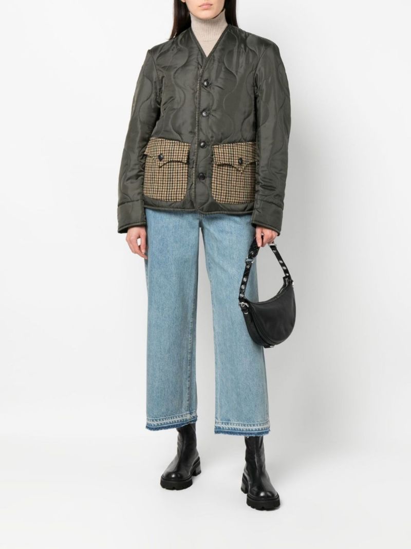 Green Tweed Pocket Quilted Jacket