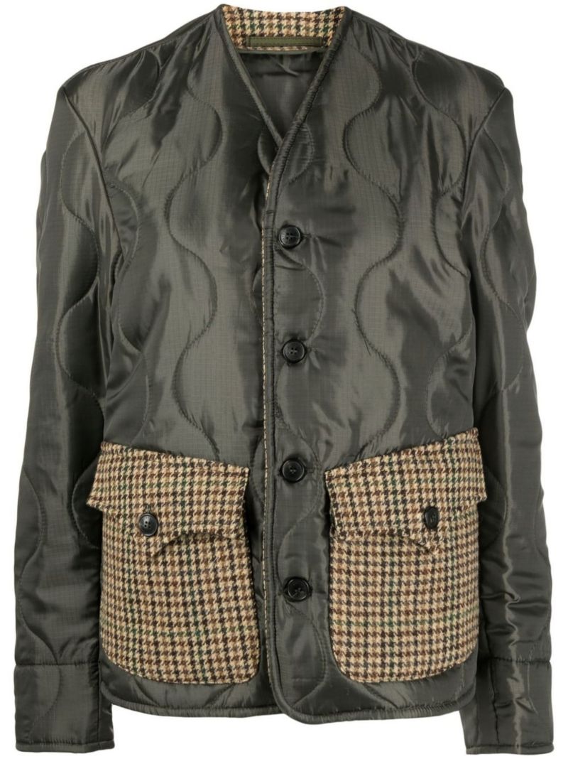 Green Tweed Pocket Quilted Jacket
