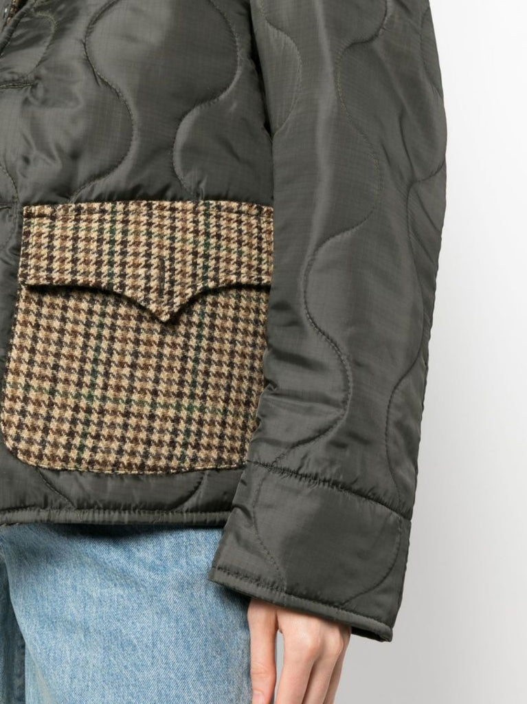 Green Tweed Pocket Quilted Jacket