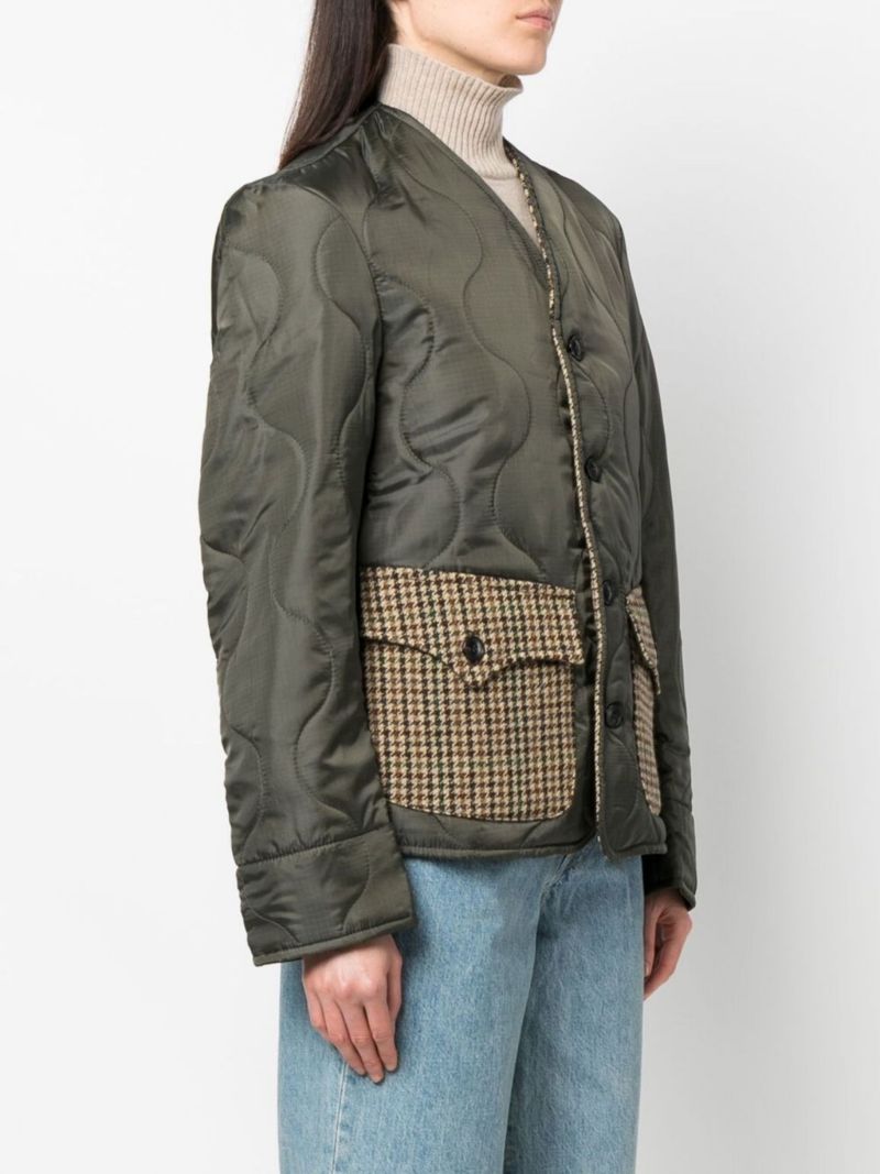 Green Tweed Pocket Quilted Jacket