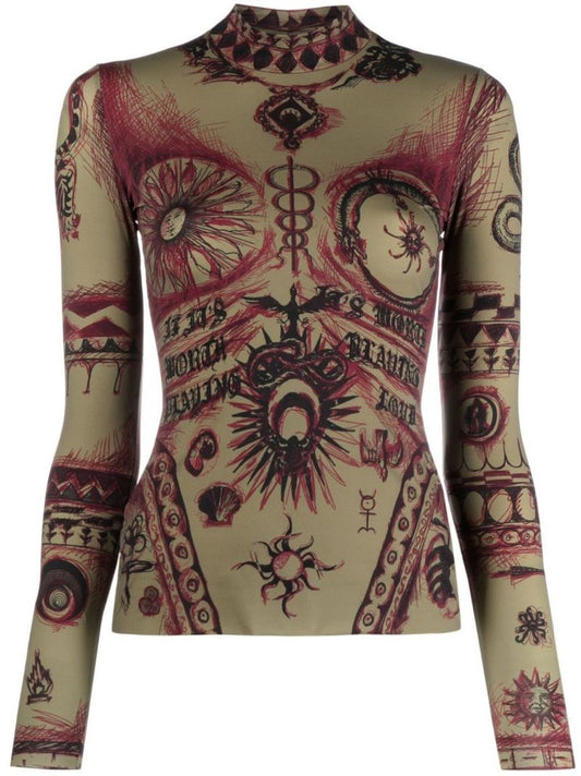 Green Geotic Print Top