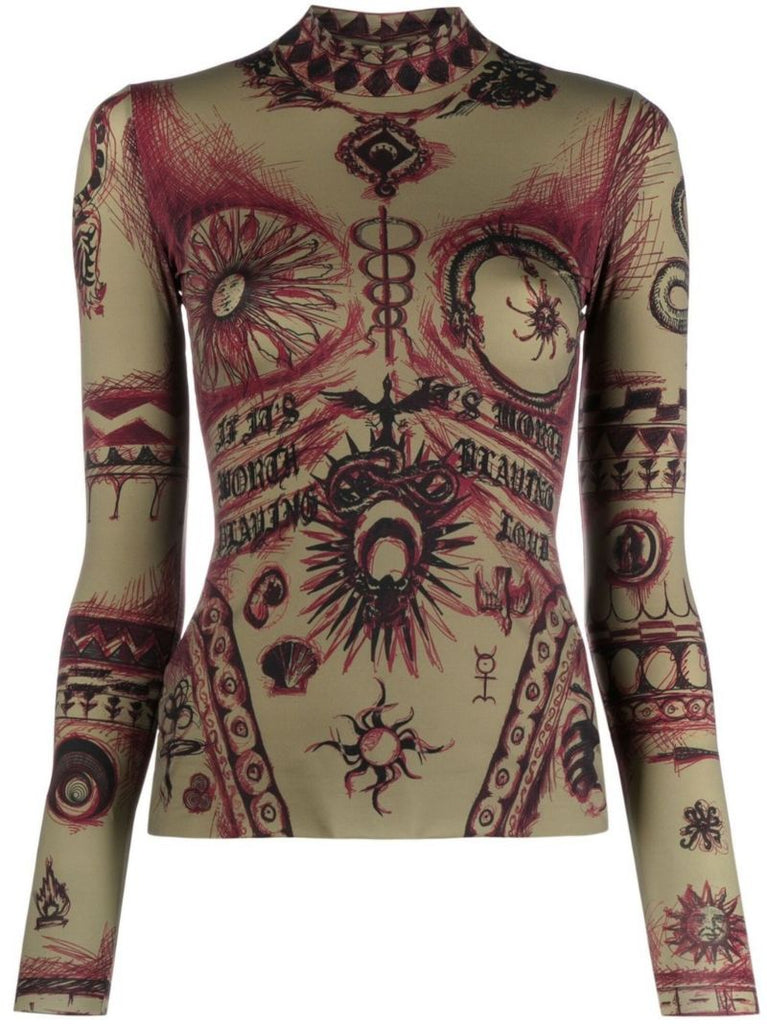Green Geotic Print Top