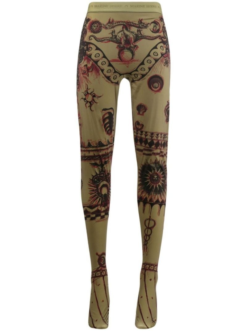 Green Geotic Printed Leggings