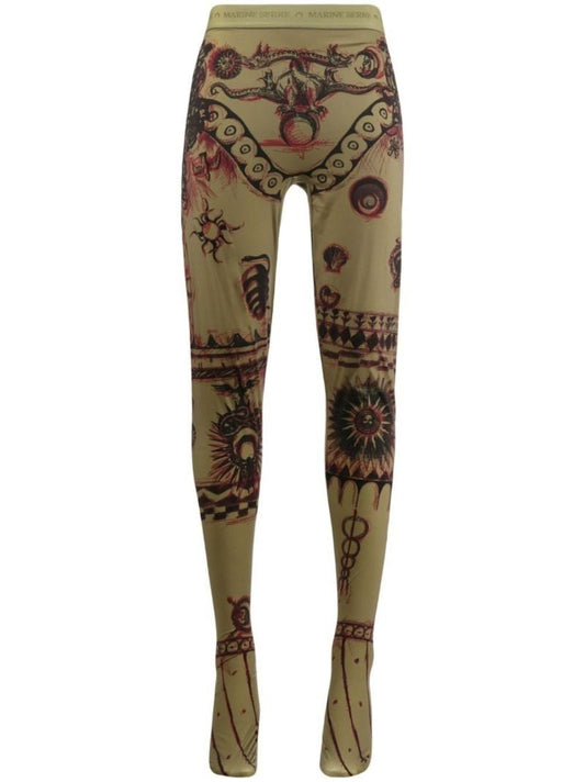 Green Geotic Printed Leggings