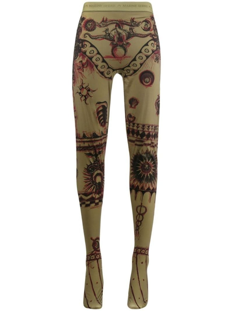 Green Geotic Printed Leggings
