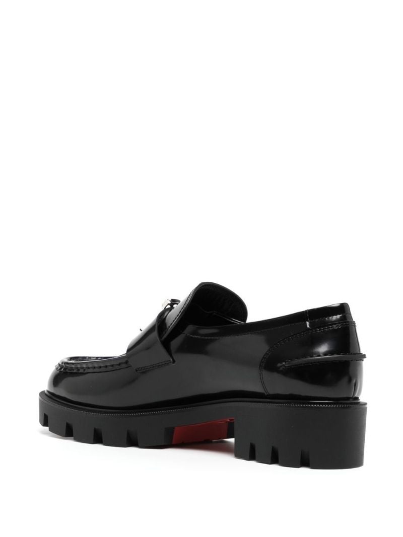 Black Moc Lug Sole Leather Loafers
