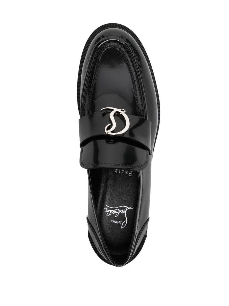 Black Moc Lug Sole Leather Loafers
