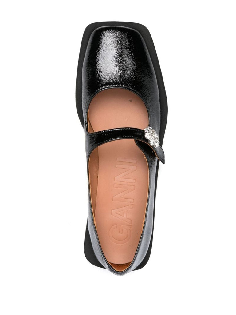 Black Crystal-embellished Mary Jane Ballet Pumps