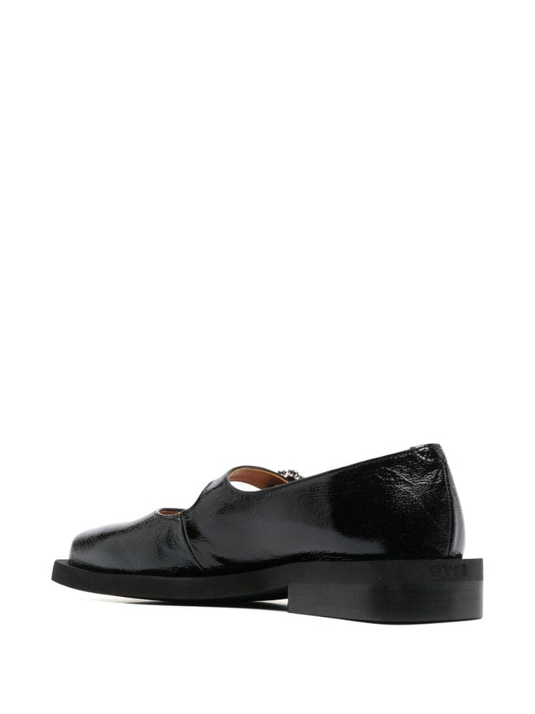 Black Crystal-embellished Mary Jane Ballet Pumps