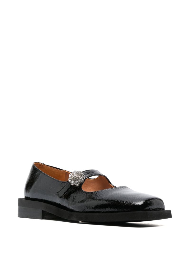 Black Crystal-embellished Mary Jane Ballet Pumps