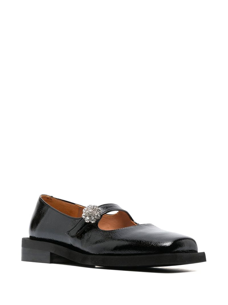Black Crystal-embellished Mary Jane Ballet Pumps