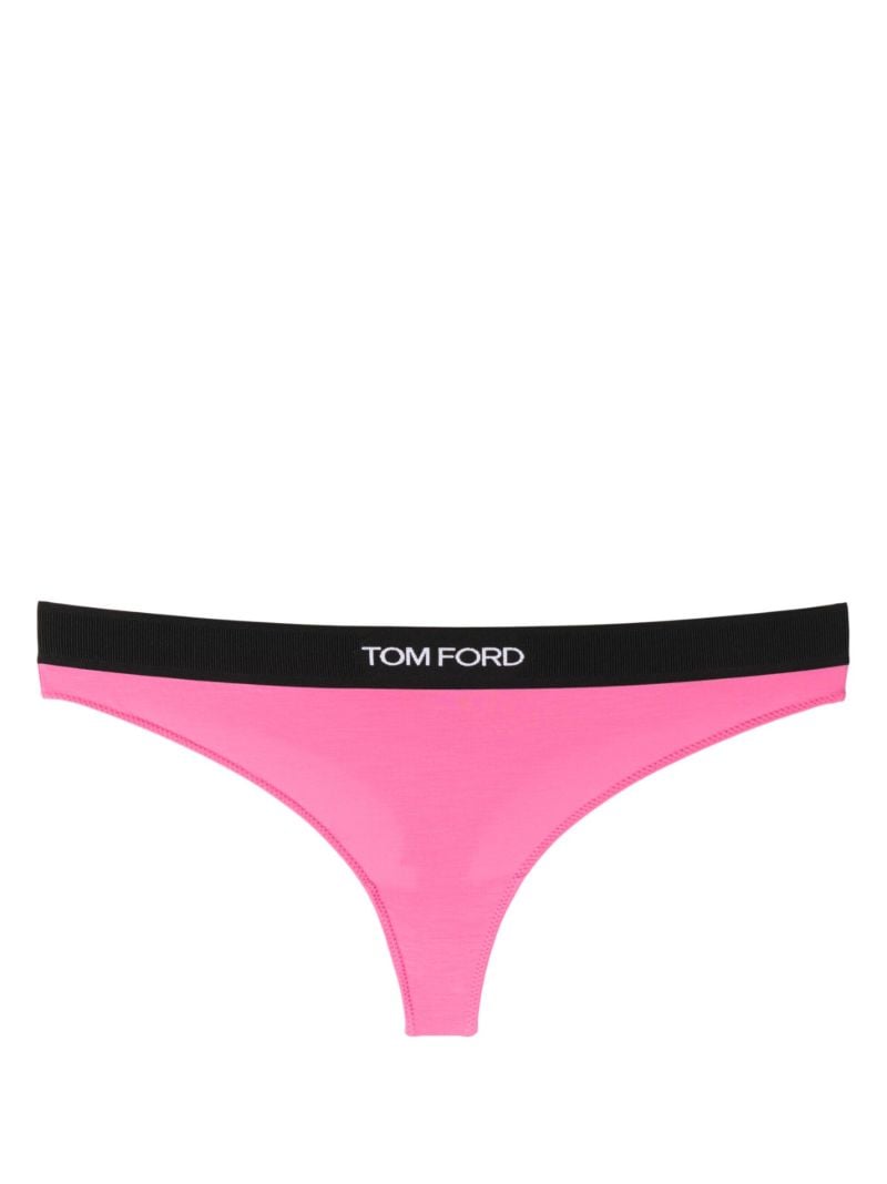 Pink Logo Waistband Modal Thong