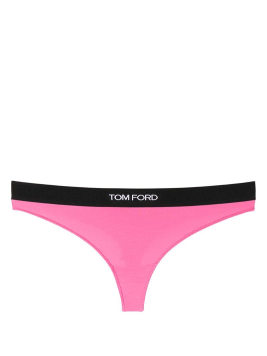Pink Logo Waistband Modal Thong