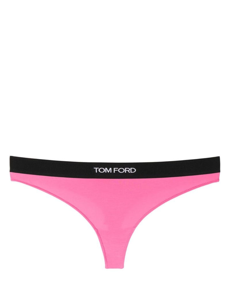 Pink Logo Waistband Modal Thong
