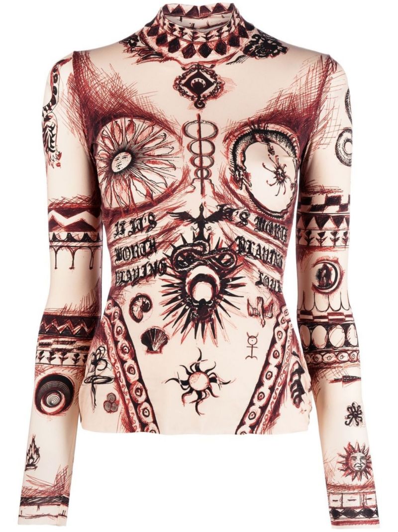 Neutral Geotic Print Top