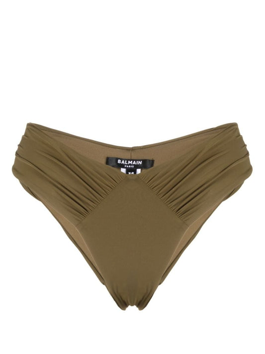 Green Ruched Bikini Bottoms