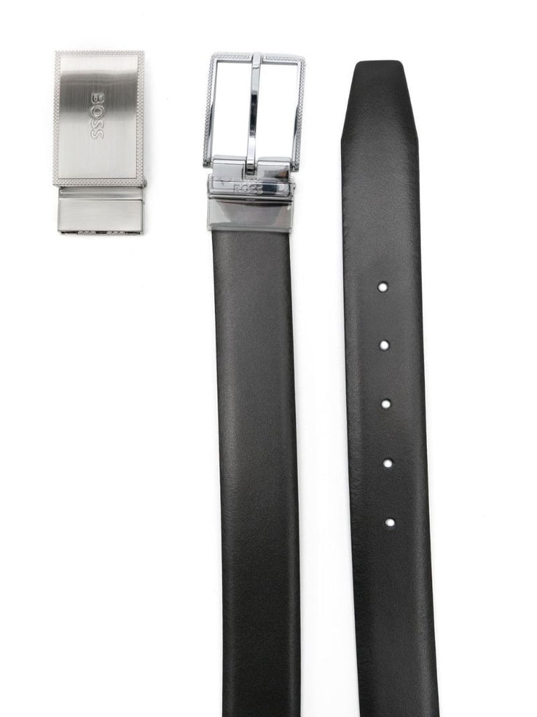 Black Gioi Interchangeable-buckle Leather Belt