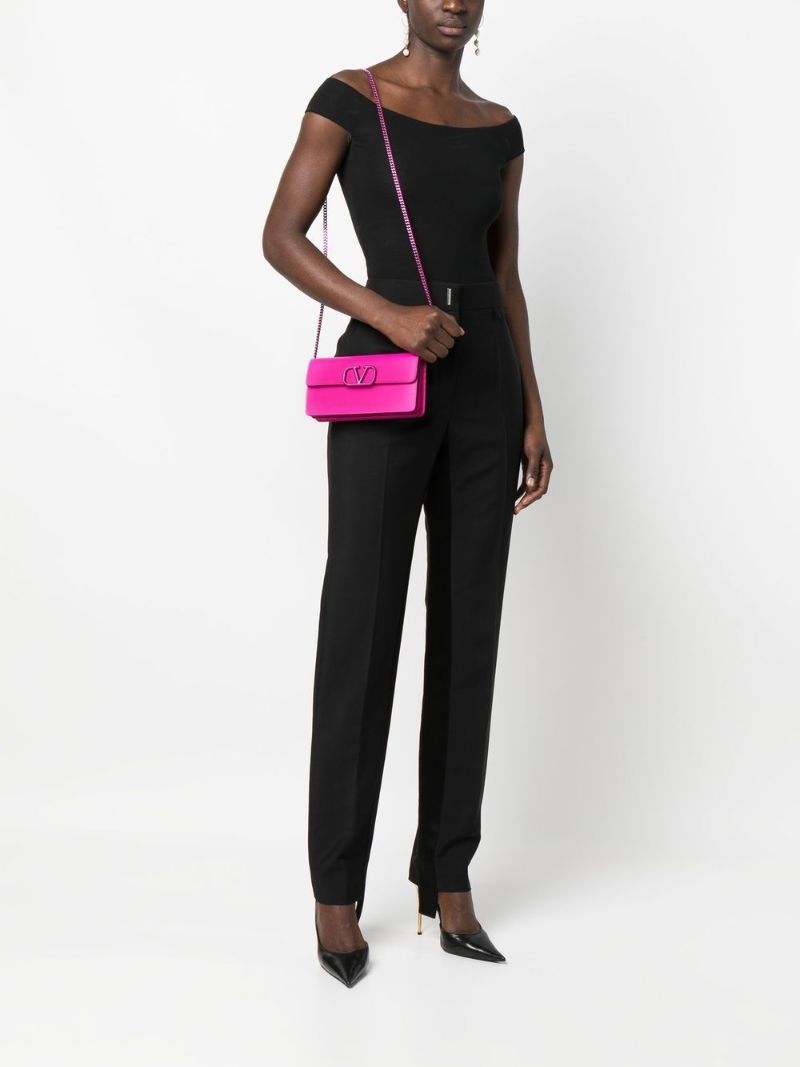 Pink Vlogo Leather Cross Body Bag