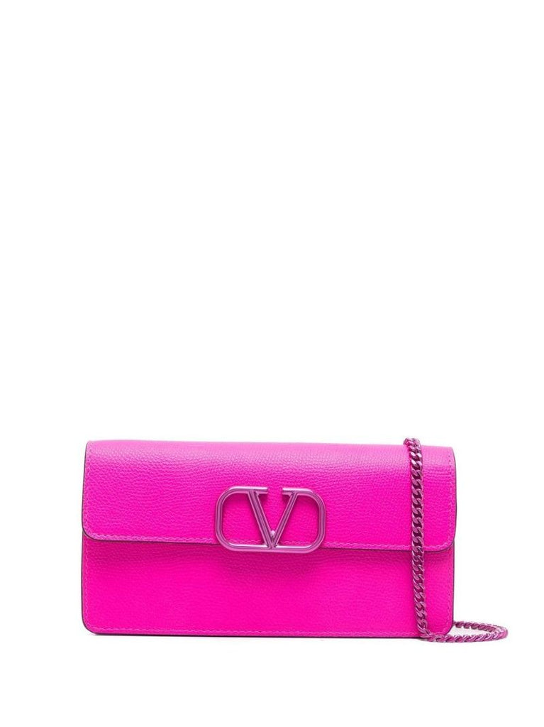 Pink Vlogo Leather Cross Body Bag