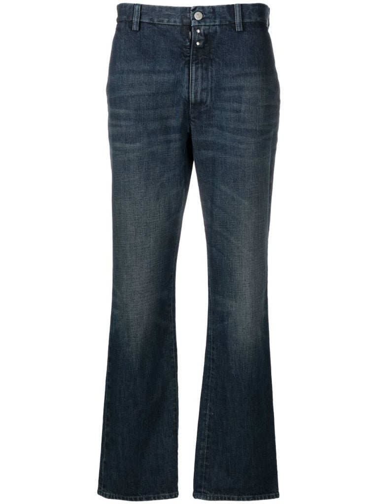 Blue Cotton Straight Jeans
