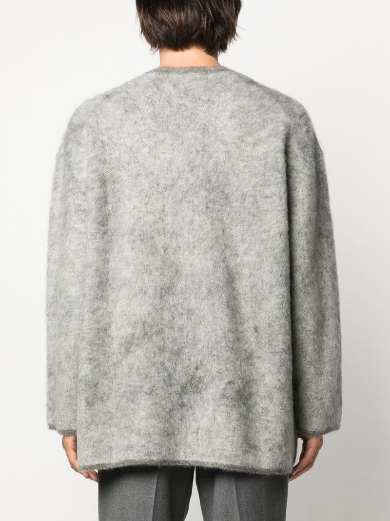 Grey Logo Brushed Knit Jumper