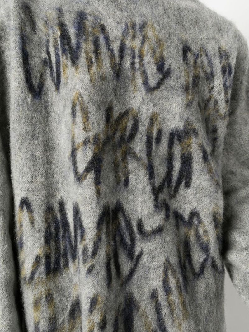 Grey Logo Brushed Knit Jumper