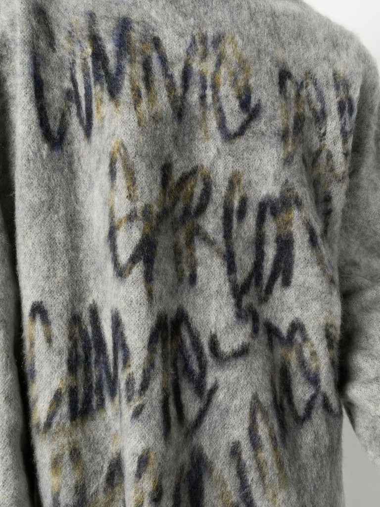Grey Logo Brushed Knit Jumper