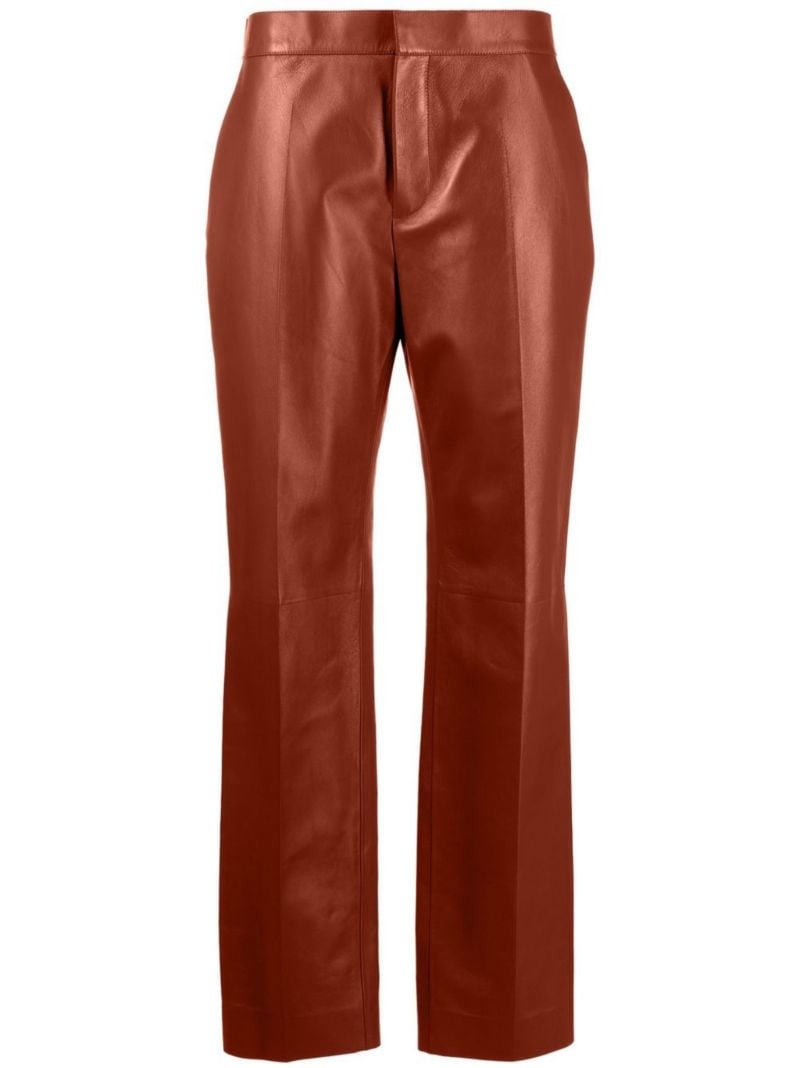 Brown Leather Straight-leg Trousers