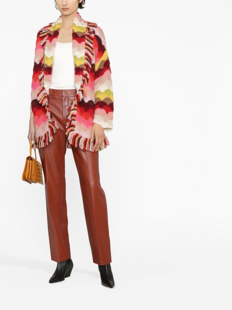Brown Leather Straight-leg Trousers