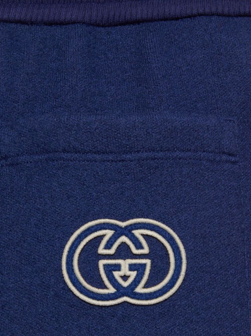 Blue Drawstring Striped Wool Track Pants