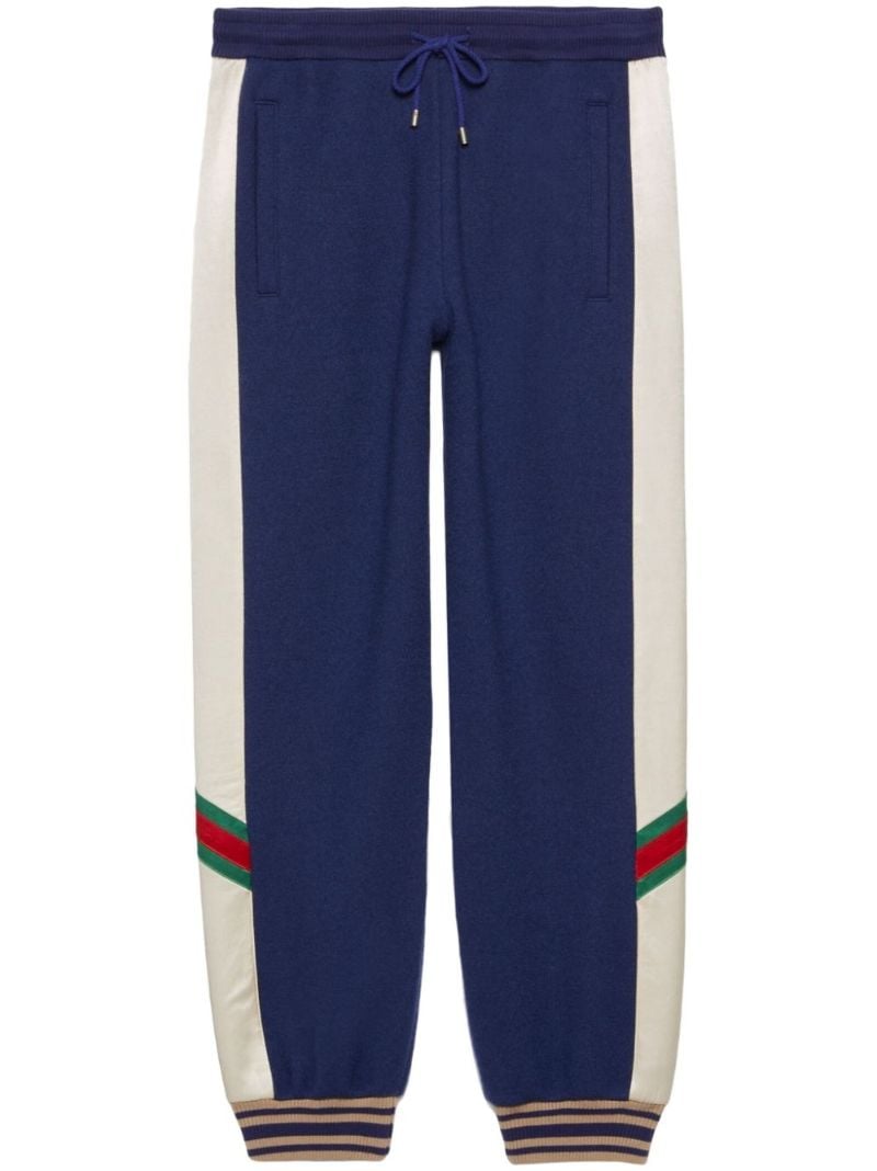 Blue Drawstring Striped Wool Track Pants