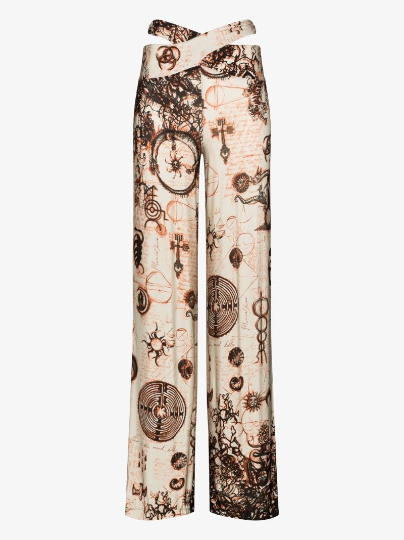 Neutral Cross-waist Wide Leg Trousers