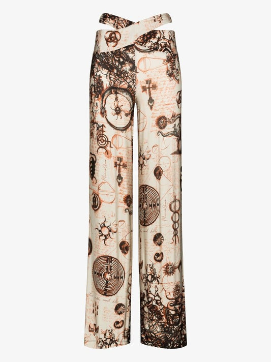 Neutral Cross-waist Wide Leg Trousers