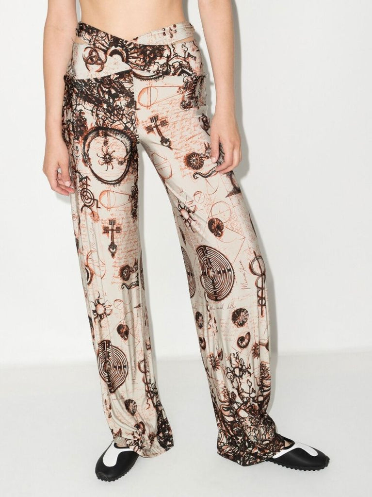 Neutral Cross-waist Wide Leg Trousers