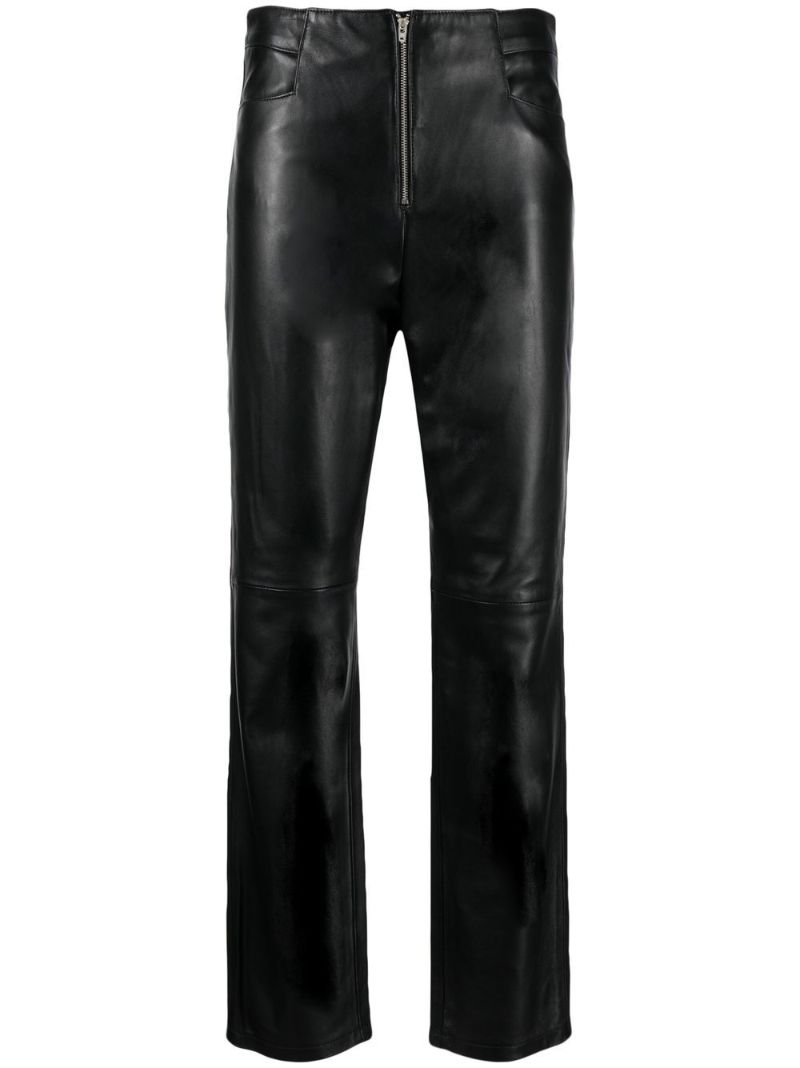 Black High Waist Leather Trousers