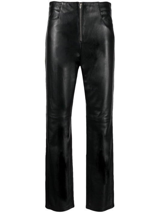 Black High Waist Leather Trousers