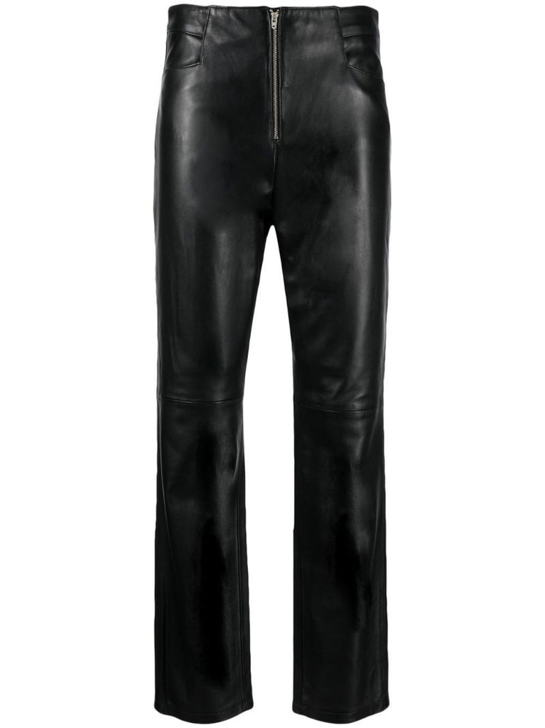 Black High Waist Leather Trousers