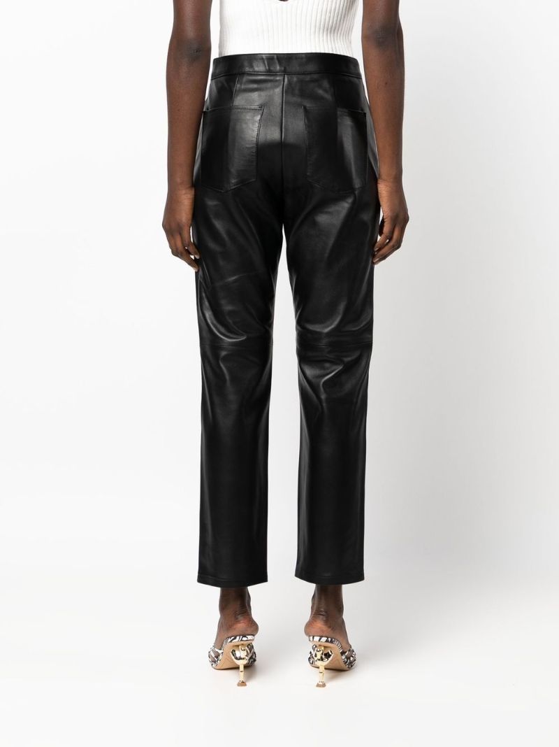 Black High Waist Leather Trousers