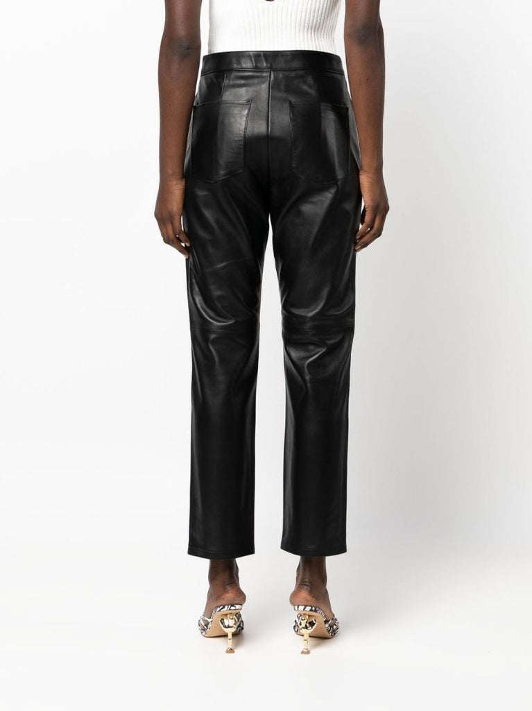 Black High Waist Leather Trousers