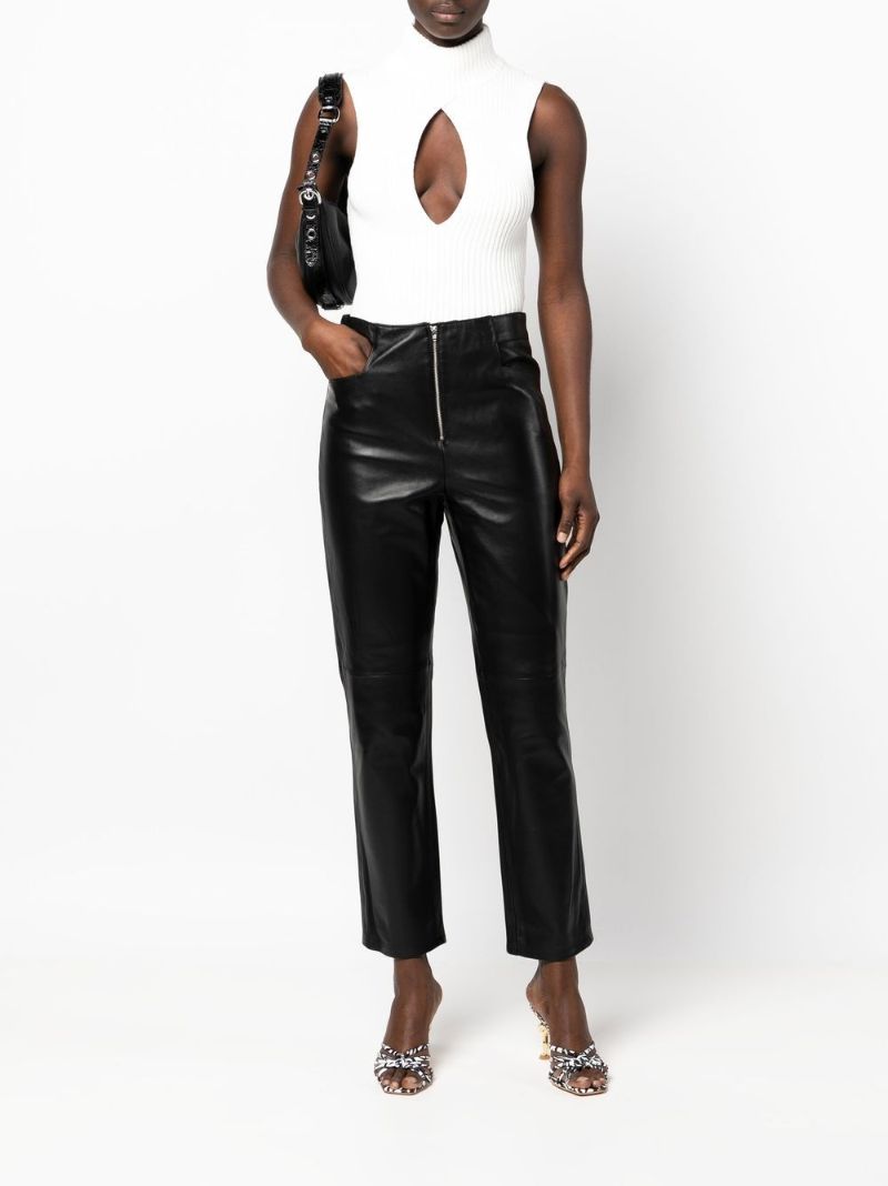 Black High Waist Leather Trousers