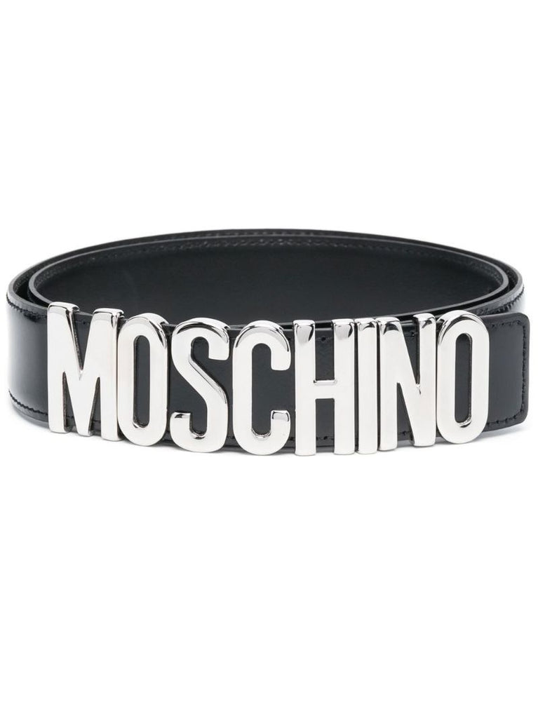 Black Logo Leather Belt