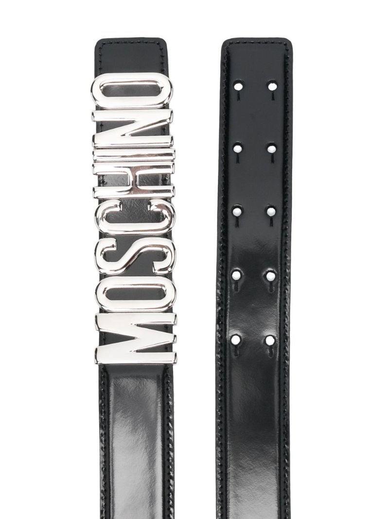 Black Logo Leather Belt