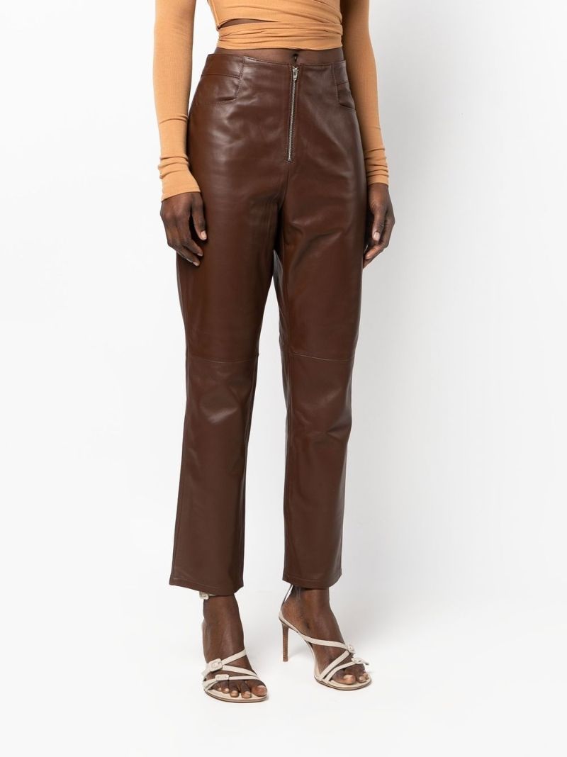 Brown High Waist Leather Trousers
