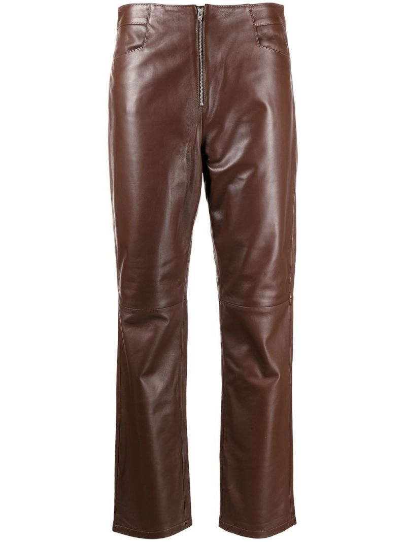 Brown High Waist Leather Trousers